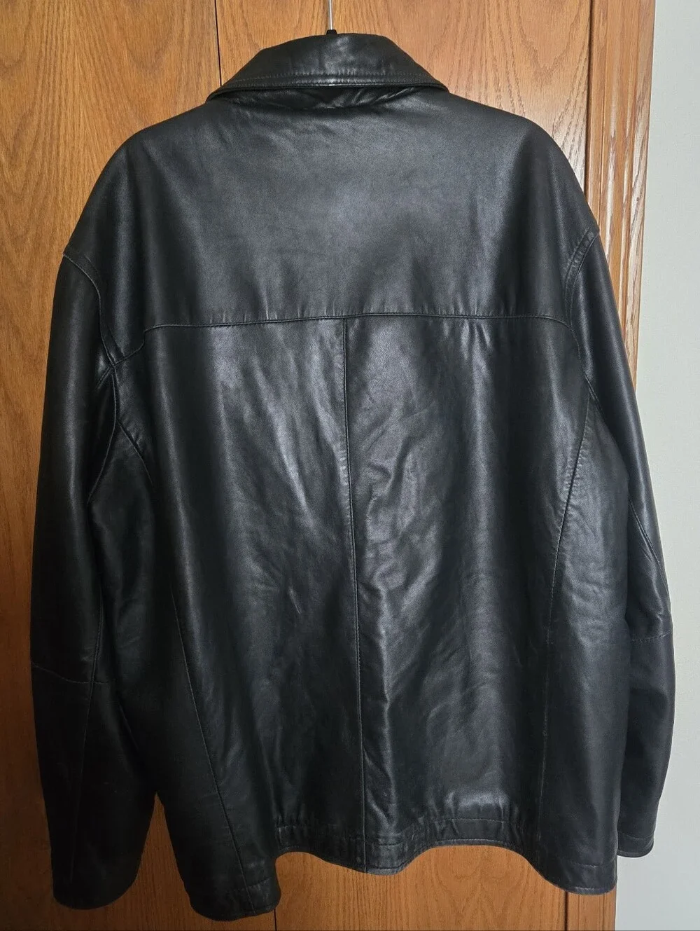Claiborne Mens XXL Genuine Lambskin Leather Jacket Black Soft Supple Lined